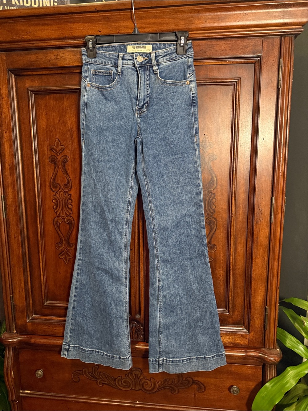 High-Rise Blue Flare Jeans by Rock & Roll Denim